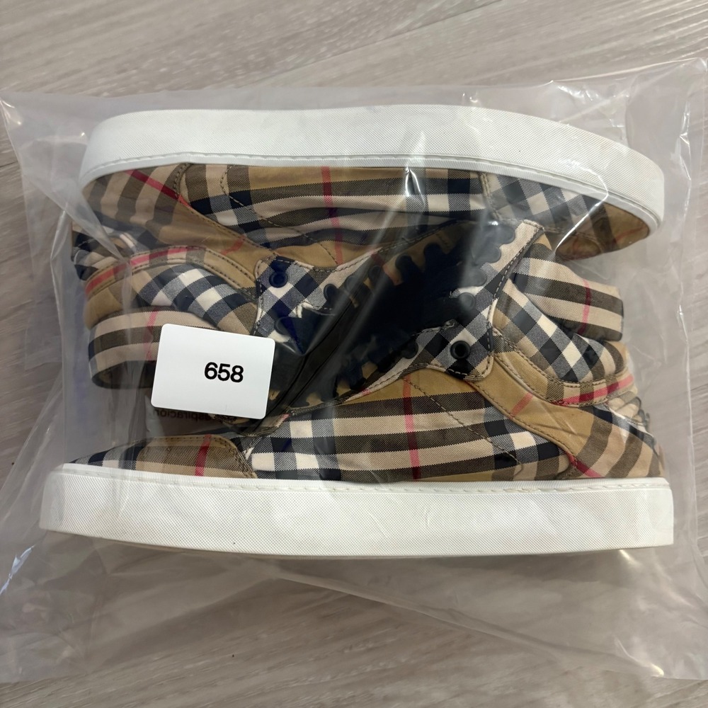 Burberry Shoe Women Vintage Check High Sneakers Tan Black ITLEOSH074CAS IT 38 - Picture 16 of 16